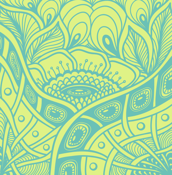 Pozadí s změť Zen nebo Zen doodle květiny vzor v zelené - Vektor, obrázek