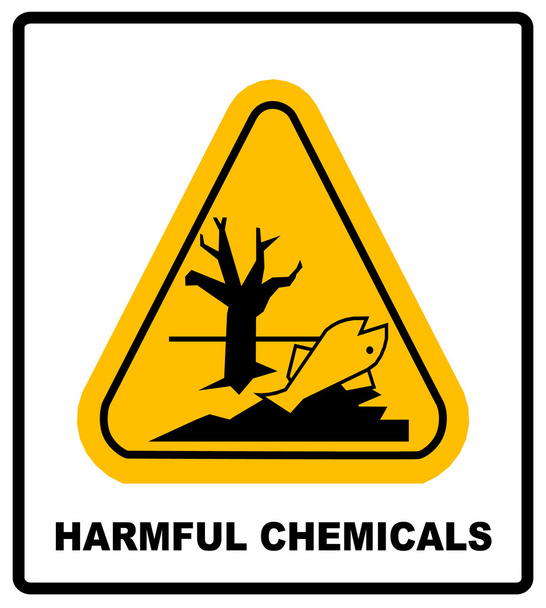 schadelijke chemicaliën weren gevaarlijke aquatisch milieu gevaar waarschuwing gevaar banner, geïsoleerde vectorillustratie - Vector, afbeelding