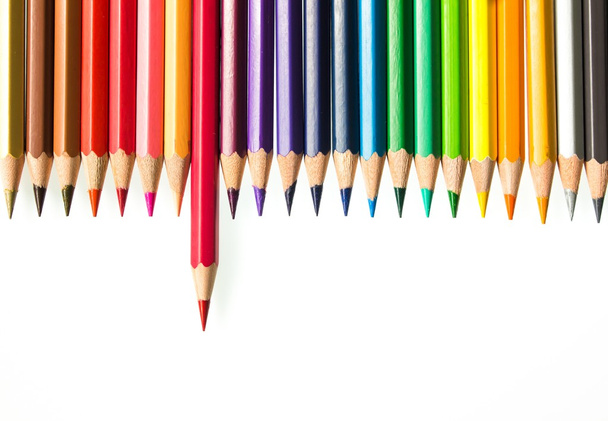 colored pencils isolated on white background - Foto, Imagem