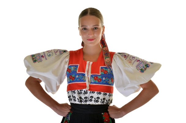 Slovak folklore. Slovakian folklore girl. - Photo, Image