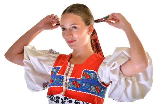 Slovak folklore. Slovakian folklore girl. - Foto, Imagen
