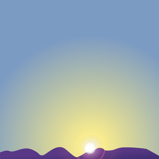 Sonnenuntergang und blaue Berge - Vektor, Bild