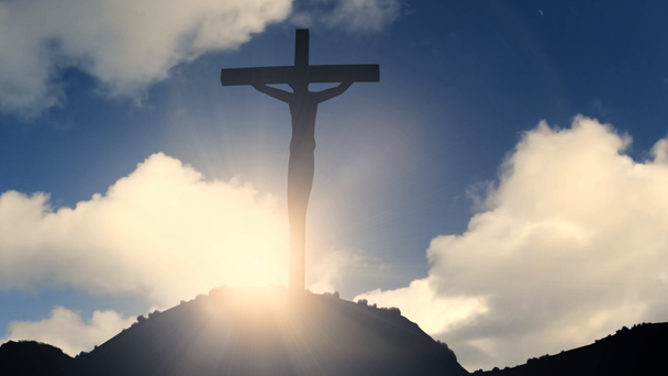 丘の十字架イエスキリストキリスト教の宗教教会聖書4kの上に十字架 - 映像、動画