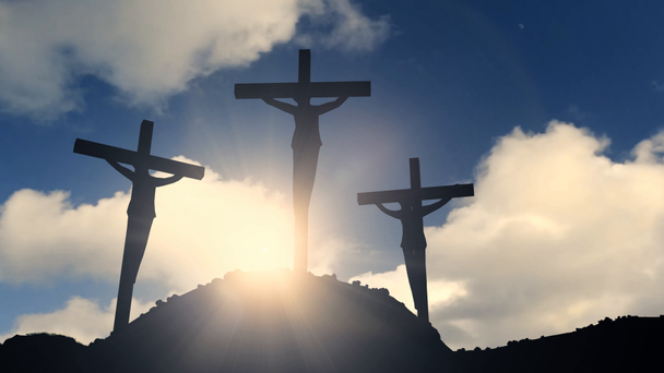 Crosses on a hill crucifixion cross jesus christ christian religion church bible - Footage, Video