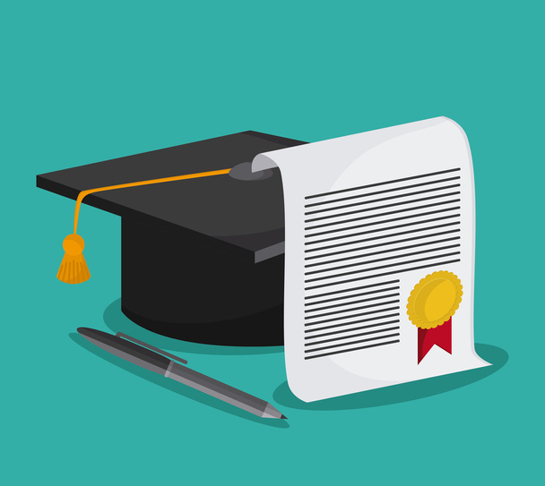 graduation cap diploma pen icon. Vector graphic - Vector, Image