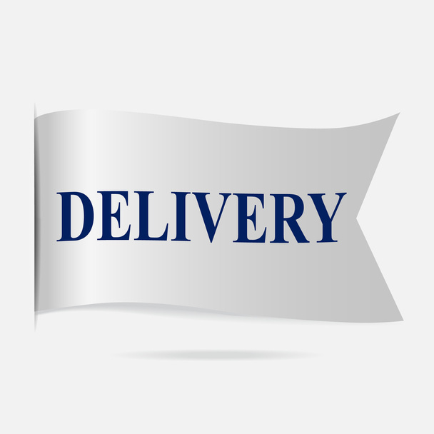 Delivery label, silver ribbon badge - Vettoriali, immagini