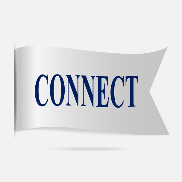 Connect label, silver ribbon badge - Vector, Image