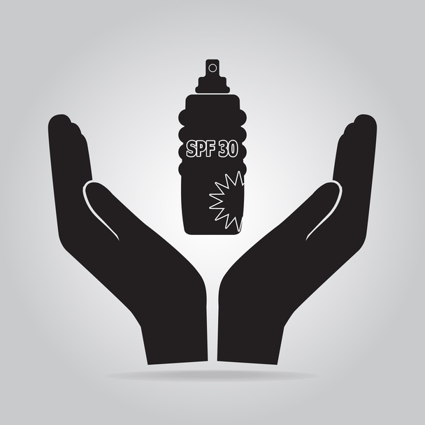 Icono de spray protector solar, protector solar SPF 30
 - Vector, Imagen