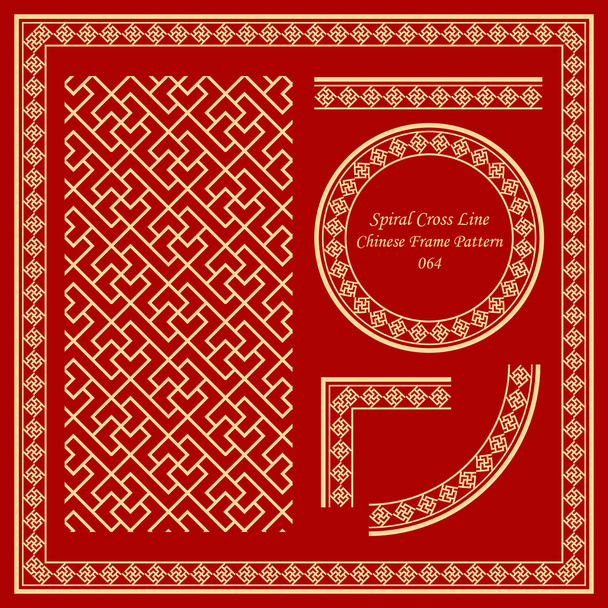 Conjunto de patrón de marco chino vintage 064 espiral línea cruzada
 - Vector, Imagen