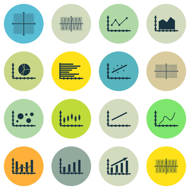 Set Of Graphs, Diagrams And Statistics Icons. Premium Quality Symbol Collection. Icons Can Be Used For Web, App And UI Design. Vector Illustration, EPS10. - Вектор, зображення
