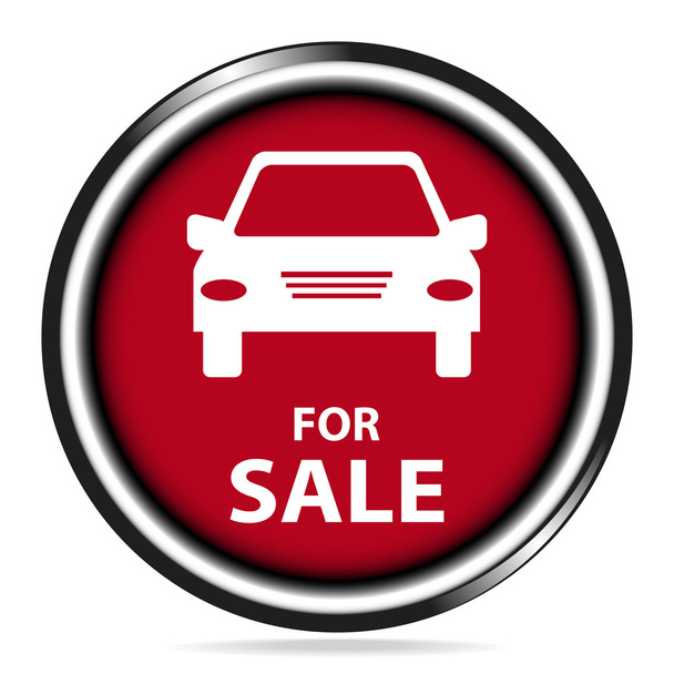 значок автомобиля на продажу, красная кнопка, значок иллюстрации
 - Вектор,изображение