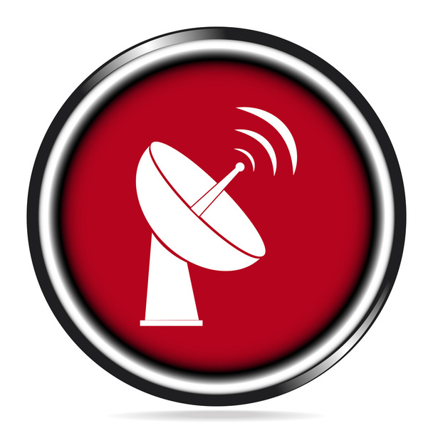 Radar signo icono satélite antena TV tecnología botón
 - Vector, imagen