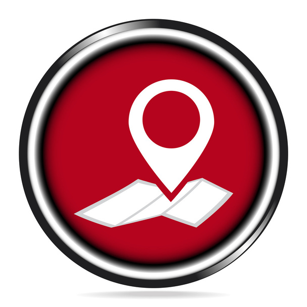 Map pin button, location icon on red button - Vector, Image