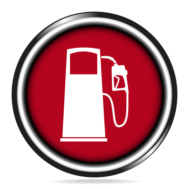 Fuel pump icon on red button illustration - Vector, Image