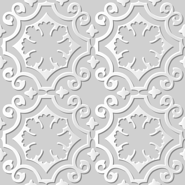Wektor Adamaszek bezszwowe 3D papier art wzór tła 006 krzywa spirala krzyż - Wektor, obraz