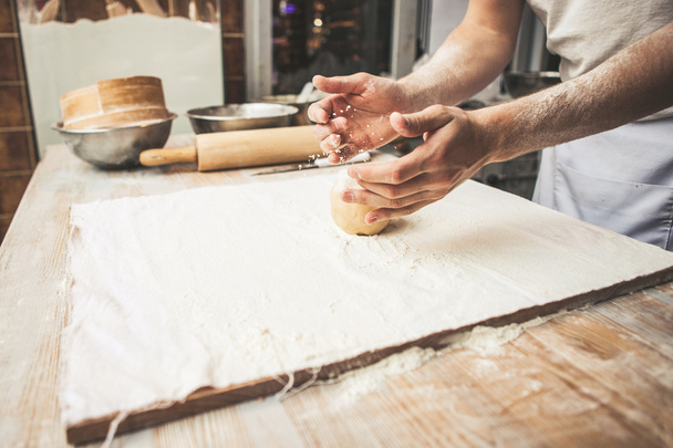 Making dough by male hands  - Photo, Image