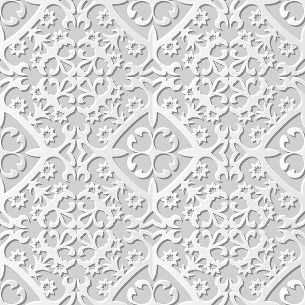 Vector damasco inconsútil 3D papel arte patrón fondo 044 caleidoscopio flor
 - Vector, imagen