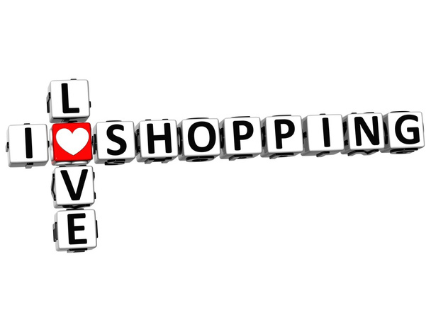3d ich liebe einkaufen Kreuzworträtsel - Foto, Bild
