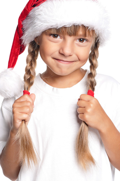 Little girl in Santa hat - Zdjęcie, obraz