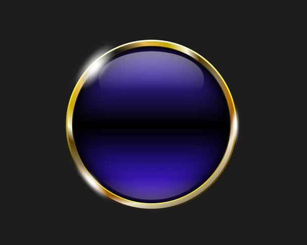 синяя блестящая кнопка с металлическими элементами, векторный дизайн для паутины
 - Вектор,изображение