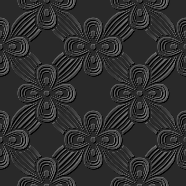 Inconsútil 3D elegante patrón de arte de papel oscuro 259 Cruz de la cinta de flores
 - Vector, imagen
