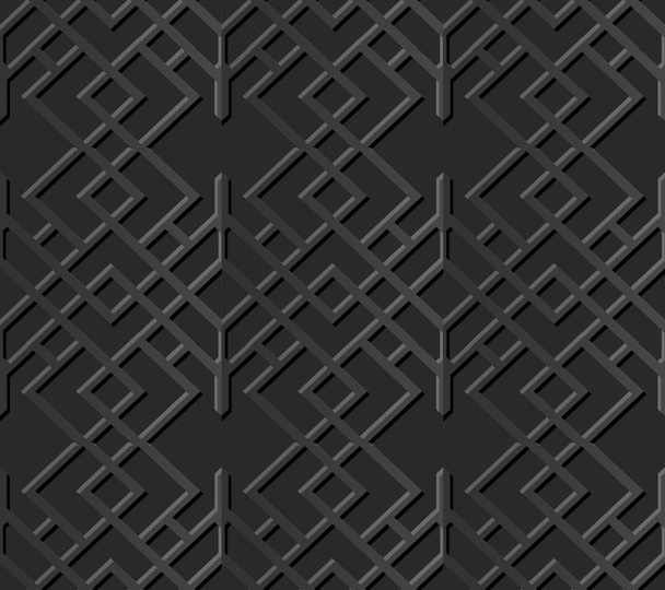 Inconsútil 3D elegante patrón de arte de papel oscuro 313 Check Cross Chain
 - Vector, Imagen