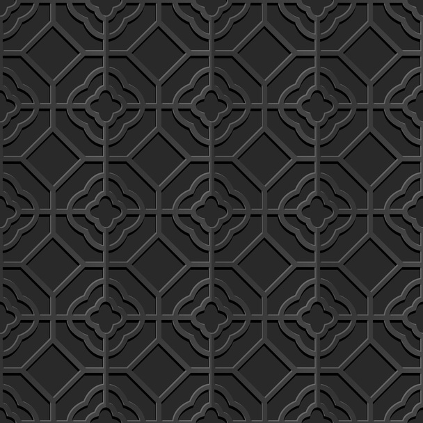 Seamless 3D elegant dark paper art pattern 344 Octagon Round Cross - Vector, Image