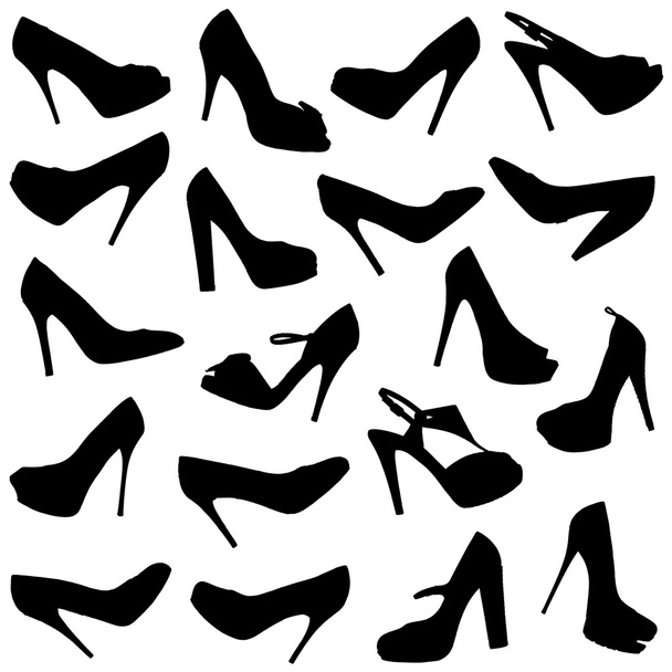 Black female shoes silhouettes- - Foto, imagen