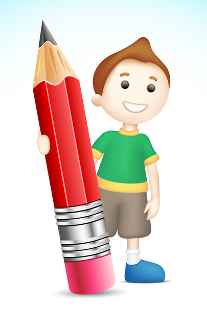 Junge hält Bleistift in der Hand - Vektor, Bild
