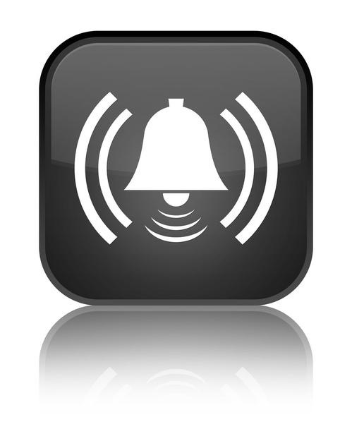Alarm icon shiny black square button - Photo, Image