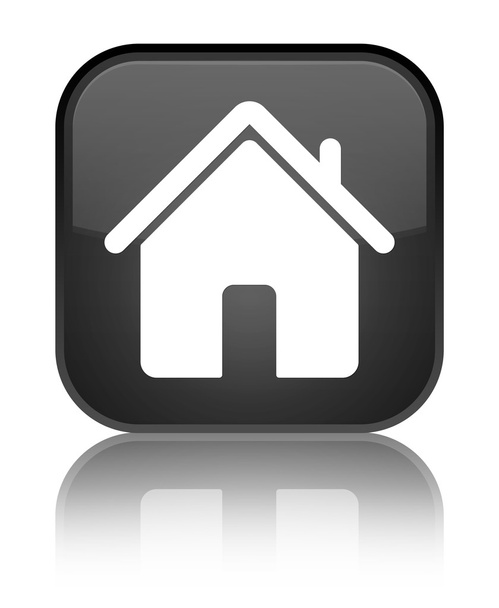 Ícone de casa brilhante botão quadrado preto
 - Foto, Imagem