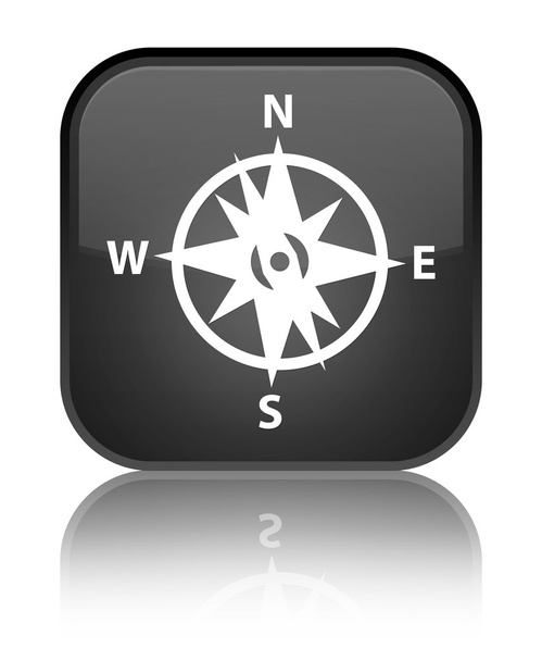 Compass icon shiny black square button - Photo, Image