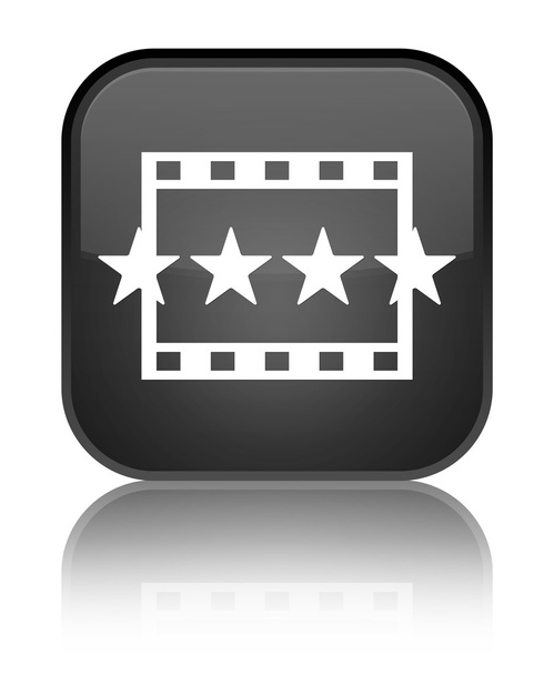 Film reviews glanzend zwarte vierkante knoop van het pictogram - Foto, afbeelding