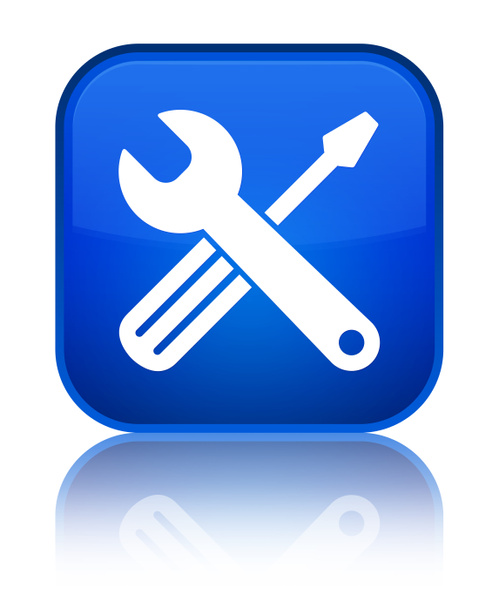 Tools icon shiny blue square button - Photo, Image