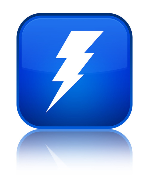 Electricity icon shiny blue square button - Photo, Image