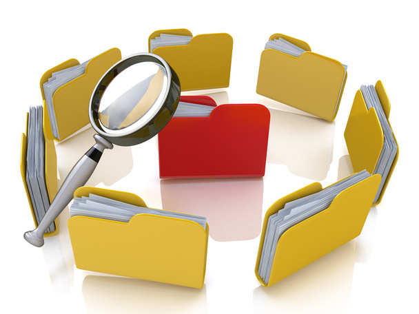 Folder and file search with magnifying glass - Foto, immagini