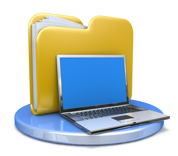 laptop and file folder - 写真・画像