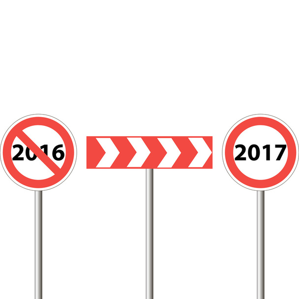 Señal de tráfico a finales de 2016 principios de 2017
 - Vector, imagen