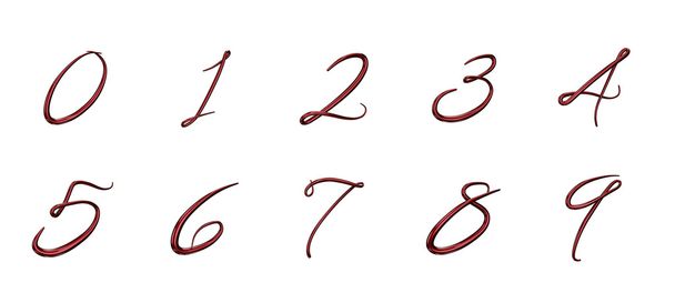 Conjunto de números 3d de 0 a 9 aislados sobre fondo blanco
 - Foto, imagen