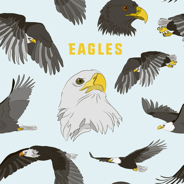 Set of eagles pattern - Vector, Image