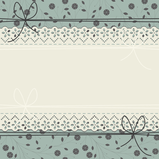 Cute lace frame with floral background - Vector, Imagen