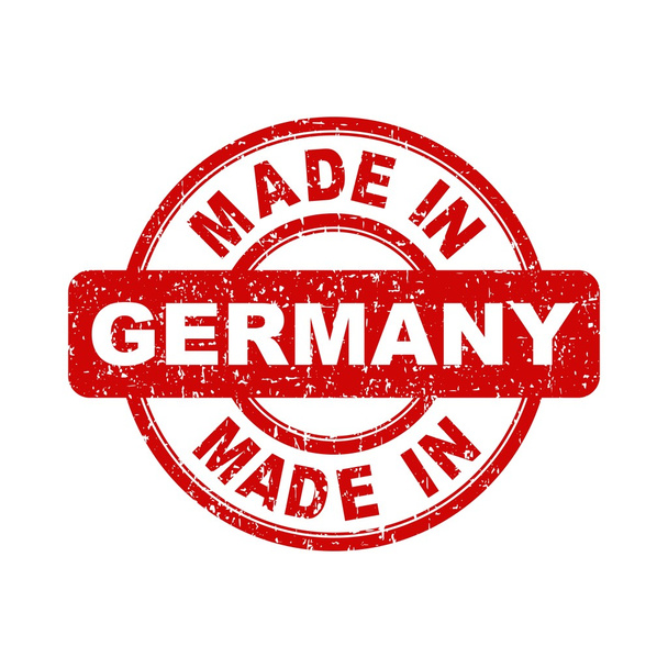 Hecho en Alemania sello rojo. Ilustración vectorial sobre fondo blanco
 - Vector, imagen