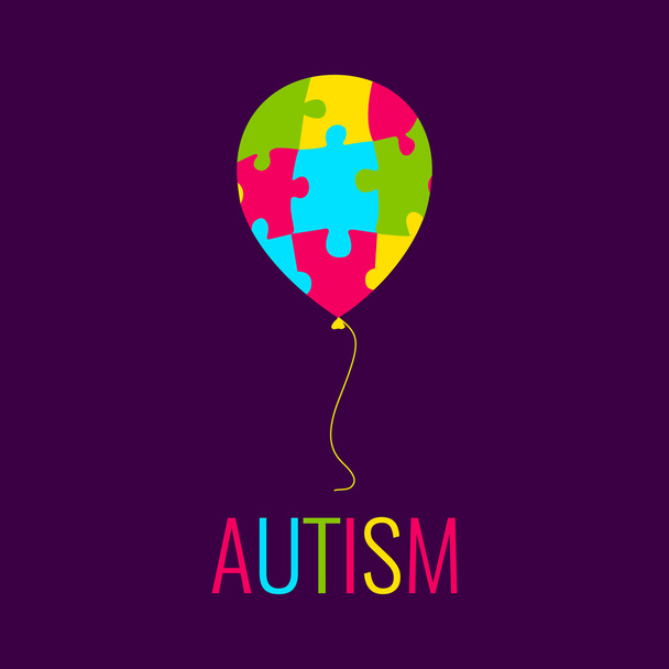 Autism poster with balloon - Vektör, Görsel