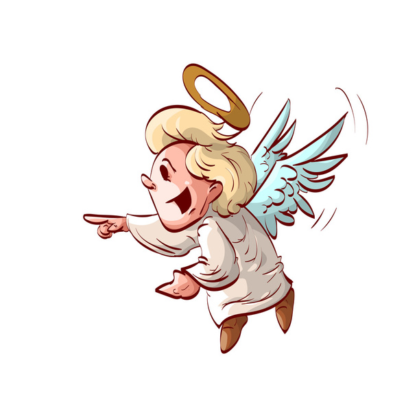 Kreslený roztomilý anděl směje. - Vektor, obrázek