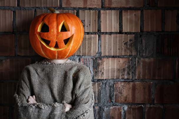 pumpkin head monster sign hand halloween - Photo, Image