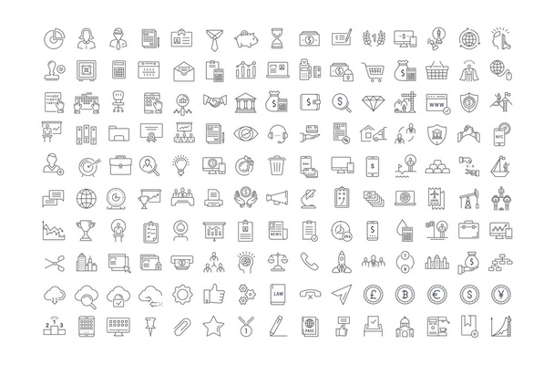 Set Vector Flat Line Icons Business and Finance - Vector, Image