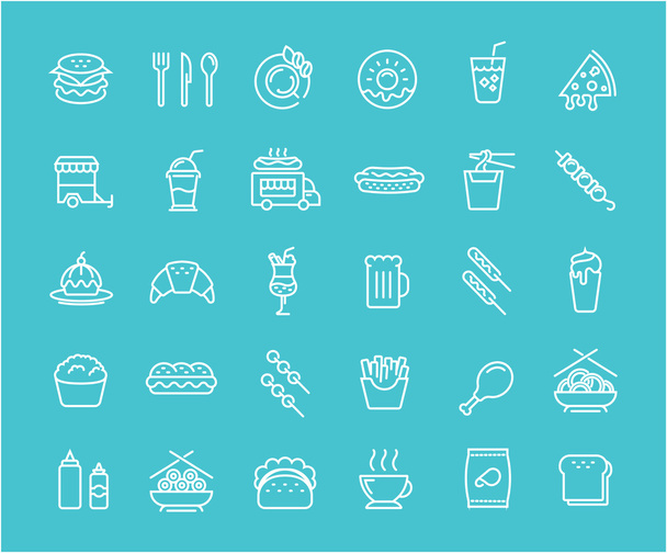 Impostare le icone della linea piatta vettoriale Fast Food
 - Vettoriali, immagini