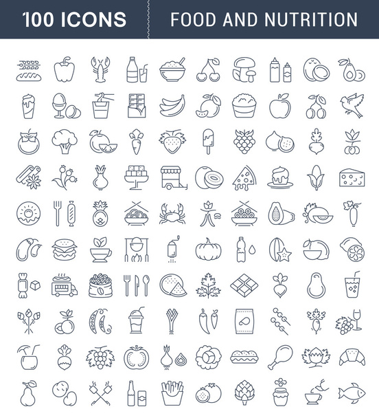 Nastavit řádek ikon potravin - Vektor, obrázek