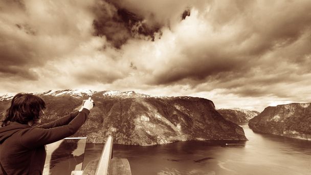 Photographie touristique du point de vue de Stegastein Norvège - Photo, image