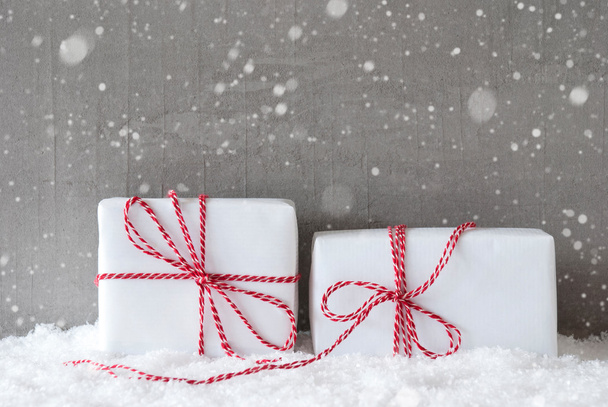 Two Gifts With Snowflakes, Copy Space - Photo, image